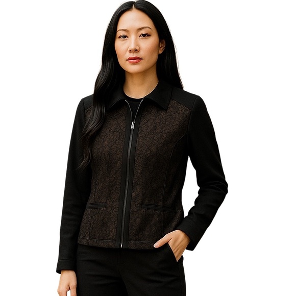 Simon Chang Jackets & Blazers - 2/$40 Simon Chang Designer Black & Tan Jacket Blazer Rayon Sz 6 Office Career